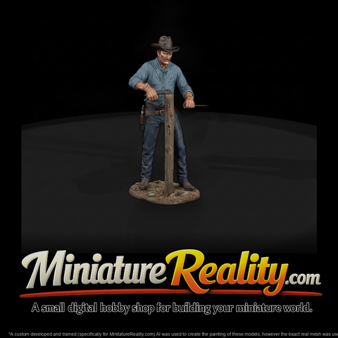 Ww 0129 Townsfolk Cowboy Mending Fence