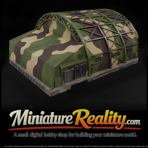 1980s Cold War Nose Dock Hangar miniature, three-quarter view