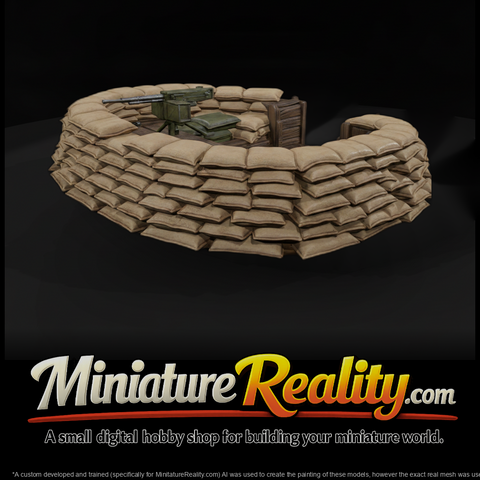1980s Cold War Sandbag Gun Position miniature, three-quarter view