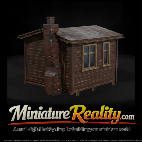 Old Wooden Cabin miniature, three-quarter view
