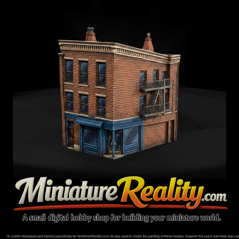Stylized Urban Corner Storefront Building
