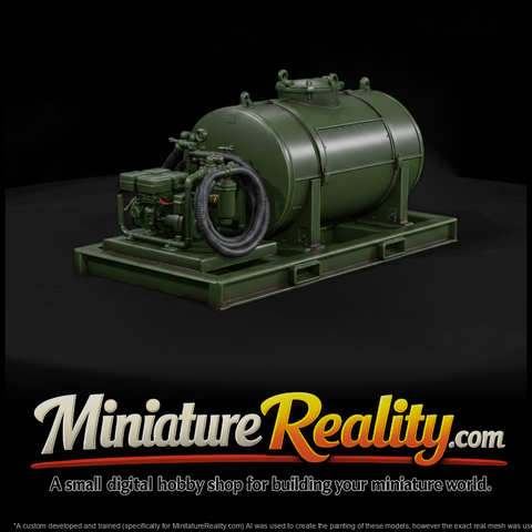 1980s Cold War Fuel Tanker Skid miniature, three-quarter view
