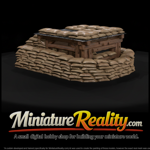 Vietnam Sandbag Perimeter Bunker miniature, three-quarter view