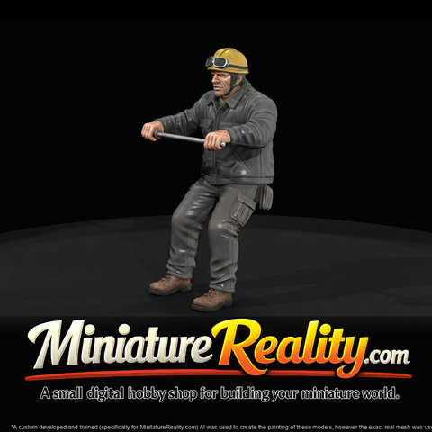 Seated Motorcycle Rider (Male) — Modern Helmeted Figure, three-quarter view