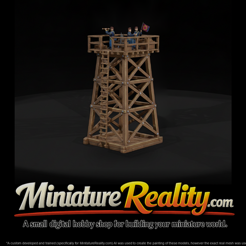 Civil War Timber Signal Tower miniature, three-quarter view