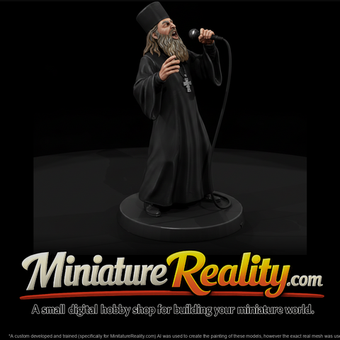 Orthodox Priest Singing into a Microphone