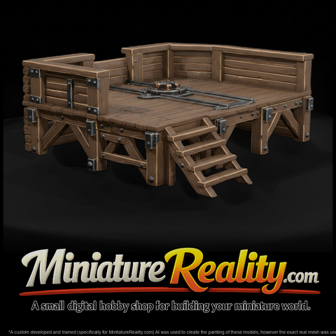 Wild West Fort Gun Platform miniature, three-quarter view