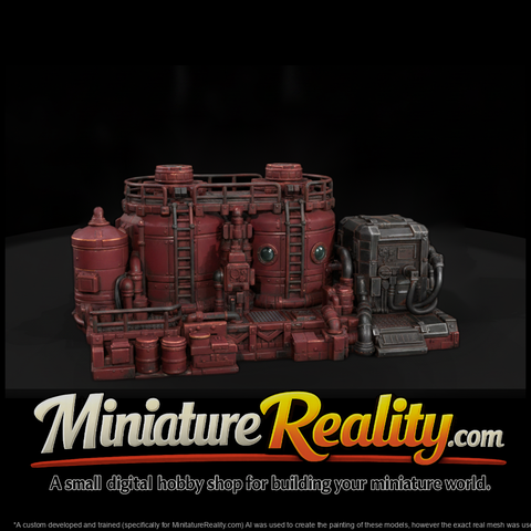 Fuel Depot Tanks miniature, three-quarter view