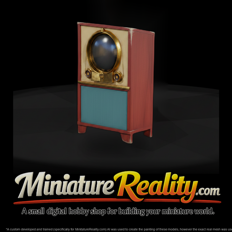 1950s Console Television in Wood Cabinet