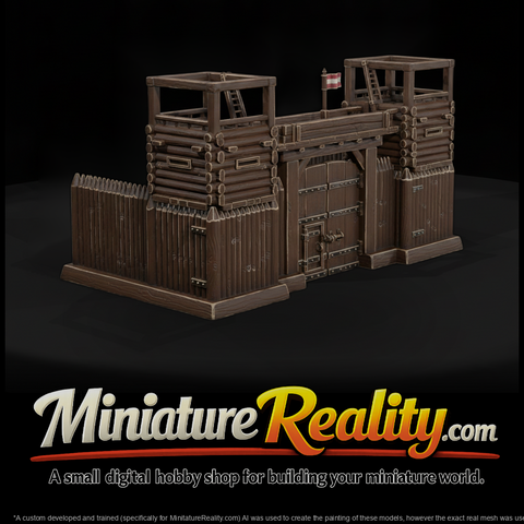 Wild West Fort Main Gate miniature, three-quarter view