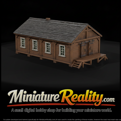 Civil War Commissary Warehouse miniature, three-quarter view