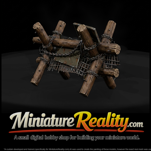 Stylized Log Barricade with Chains & Mesh — Terrain