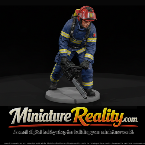 Modern Firefighter with Roof Vent Saw
