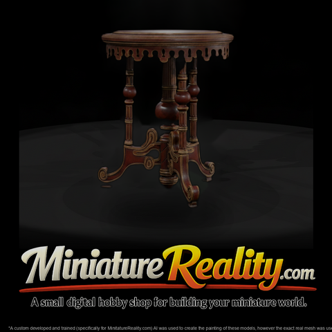 Victorian Ornate Carved Round Side Table 3D Model