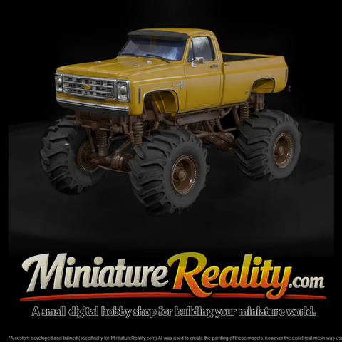Untextured Lifted Chevy Monster Pickup 3D Model Dd
