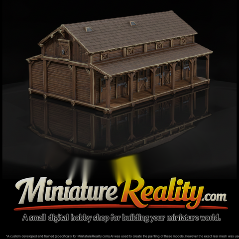 Wild West Fort Stables miniature, three-quarter view