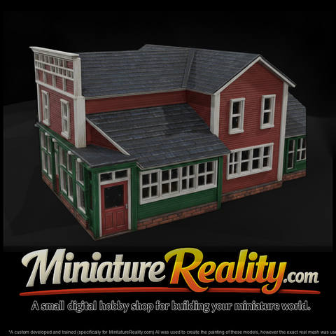 Old General Store Building miniature, three-quarter view