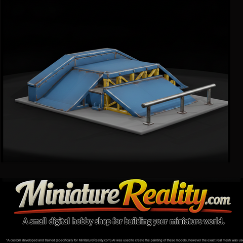 Skatepark Grind Rail and Funbox