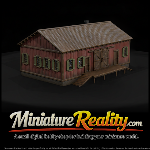 Civil War Commissary Warehouse miniature, three-quarter view