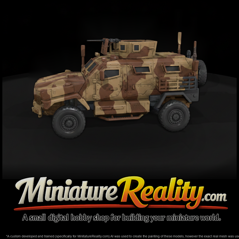 Modern Desert Mrap Vehicle Prop, three-quarter view