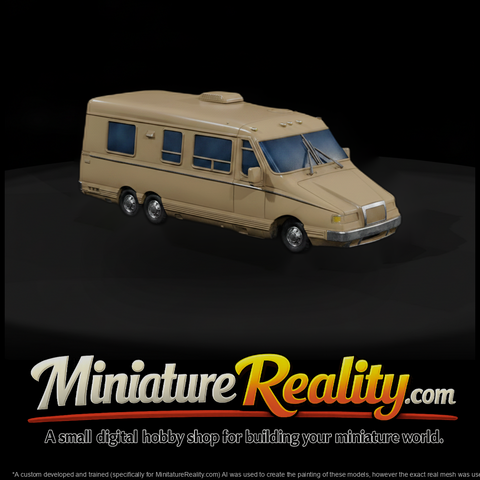 Beige Six Wheel Motorhome miniature, three-quarter view
