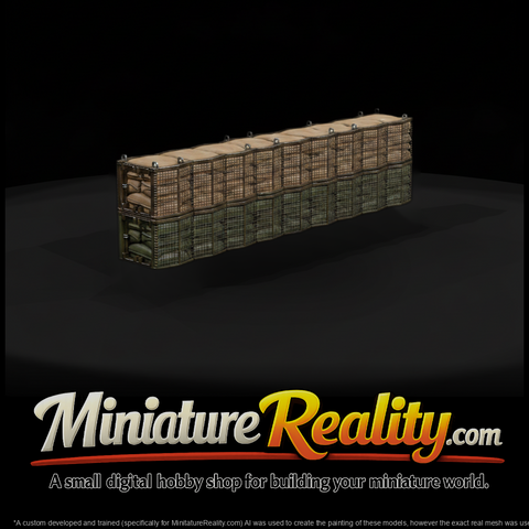Modern Desert Hesco Perimeter Wall miniature, three-quarter view
