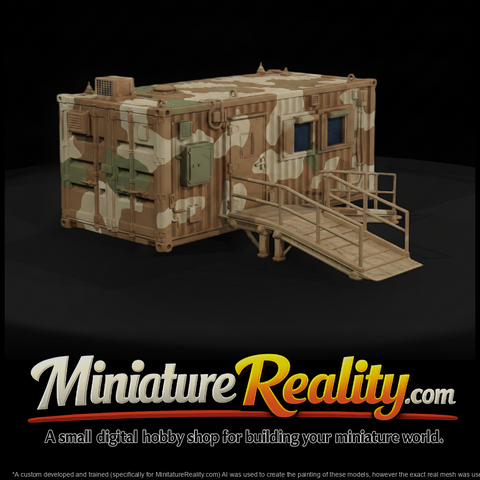 Modern Desert Aid Station Container miniature, three-quarter view
