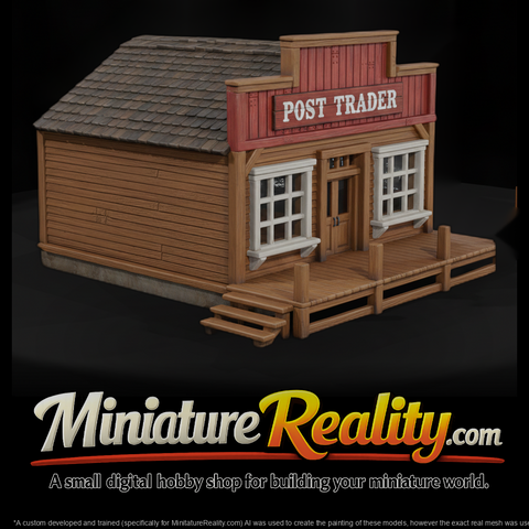 Wild West Fort Post Trader's Store miniature, three-quarter view