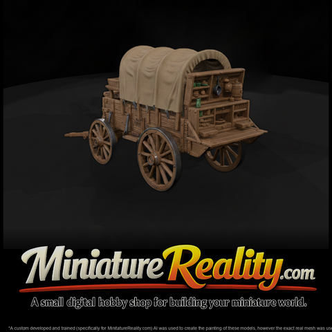 Wild West Fort Chuck Wagon miniature, three-quarter view