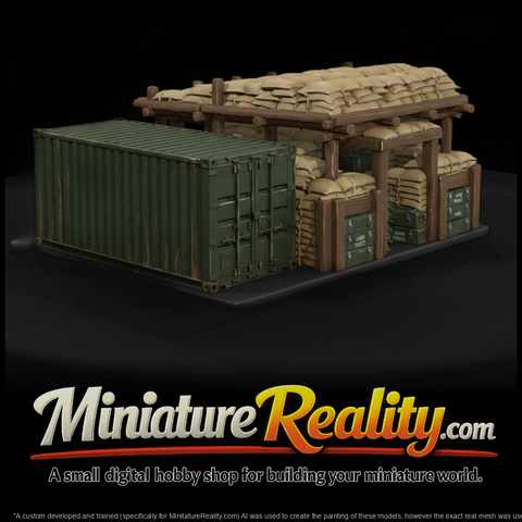 Vietnam Conex Ammo Bunker miniature, three-quarter view