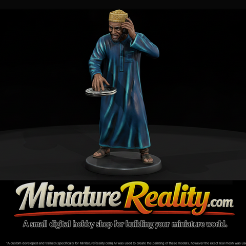 Muslim Cleric Calling Prayer with Dish
