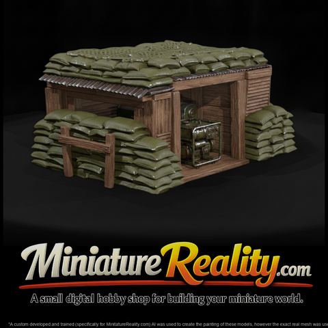 Vietnam Generator Bunker miniature, three-quarter view
