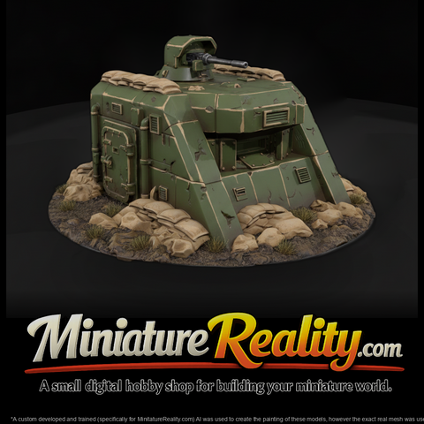 WWII Pacific Command Bunker miniature, three-quarter view