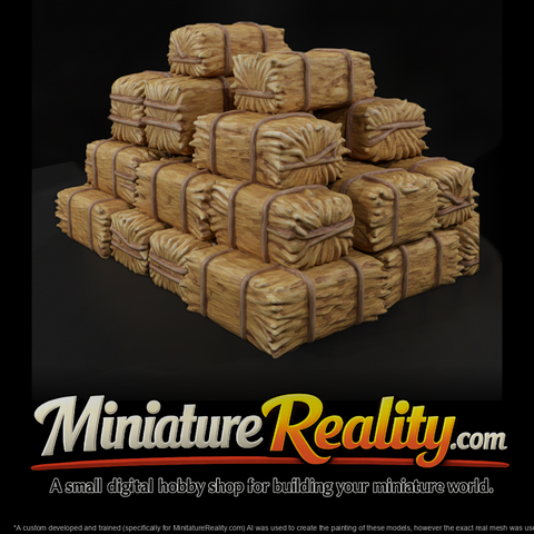 Wild West Fort Hay Bale Pile miniature, three-quarter view