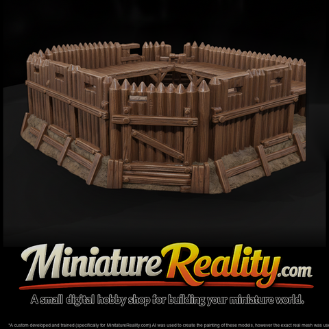 Wild West Fort Bastion Corner miniature, three-quarter view