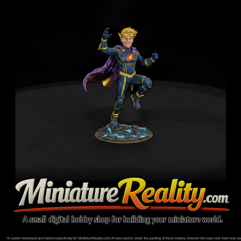 Young Superhero in Flight Pose