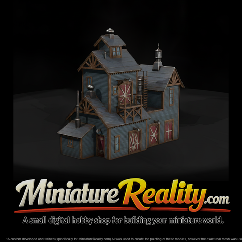 Old Industrial Complex miniature, three-quarter view