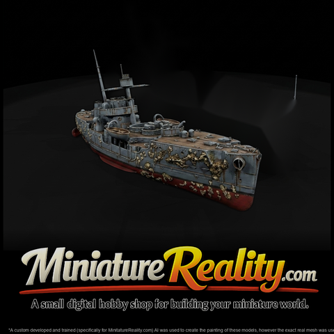 Sunken Naval Warship Wreck Centerpiece
