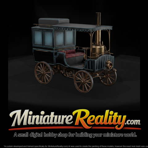 Vintage Steam Car miniature, three-quarter view