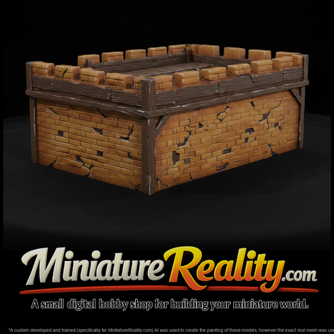 Wild West Fort Adobe Perimeter Wall miniature, three-quarter view