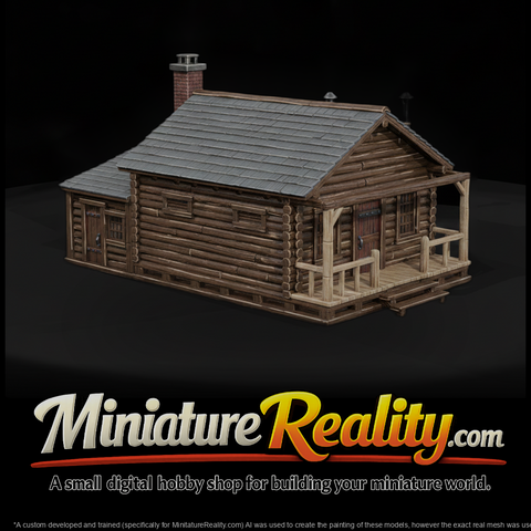 Wild West Fort Cook House Mess miniature, three-quarter view