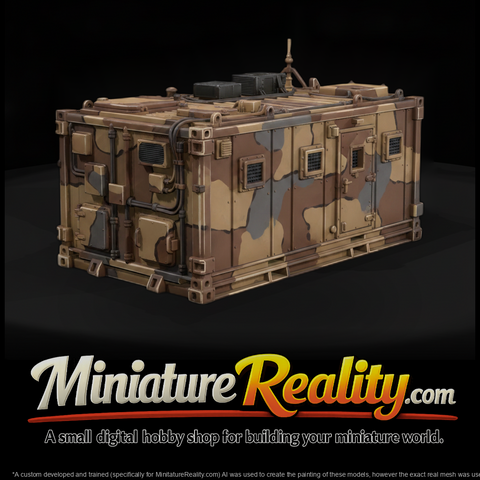 Modern Desert Command Post Shelter miniature, three-quarter view