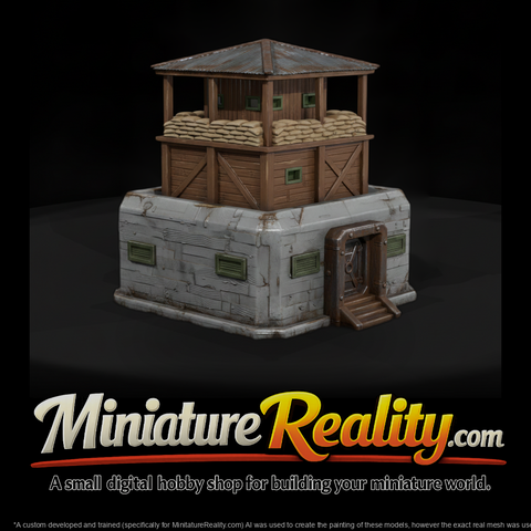 Vietnam Perimeter Bunker Tower miniature, three-quarter view
