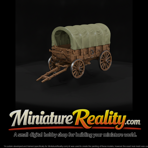 Wild West Fort Army Freight Wagon miniature, three-quarter view