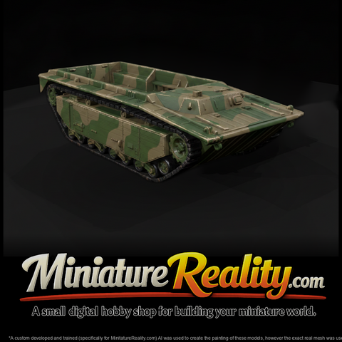 WWII Pacific Amphibious Tractor Hull miniature, three-quarter view