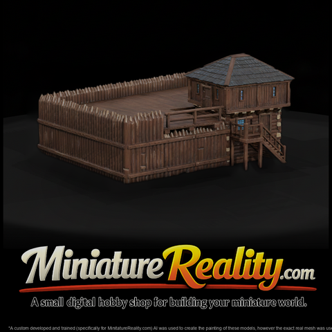 Mil 007 Wild West Fort Stockade Corner Blockhouse