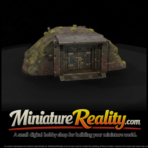 WWII Pacific Ammunition Bunker miniature, three-quarter view