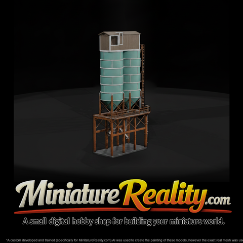 Model Railroad Grain Elevator, three-quarter view