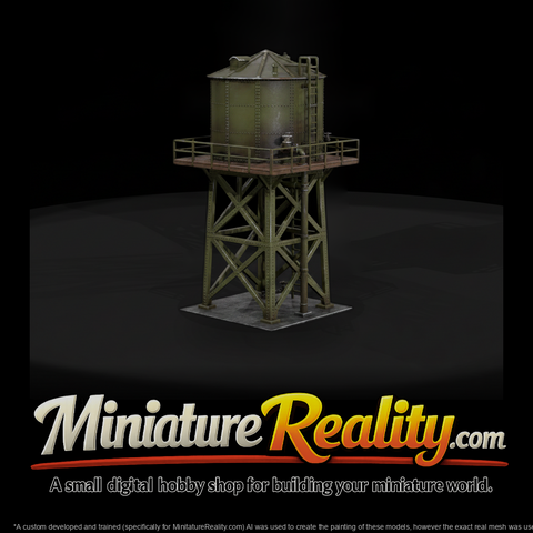 WWII England Water Tower miniature, three-quarter view