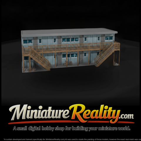 Model Two Story Apartments, three-quarter view